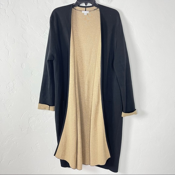 J. Jill Sweaters - J Jill Cardigan Sweater Open Front Waterfall Knit Duster Long Sleeve Contrast